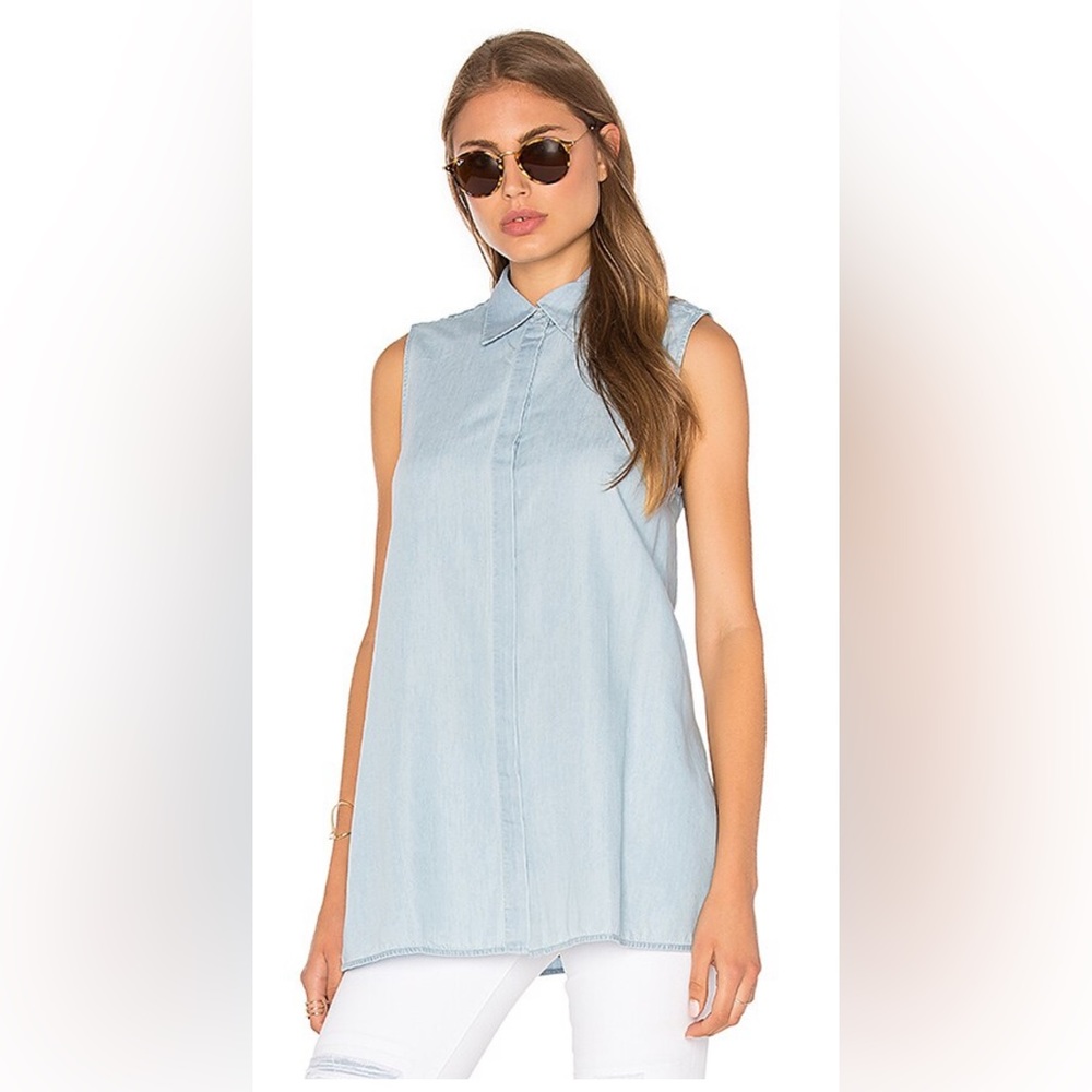 Assembly Label Division Sleeveless Denim Button Up Shirt